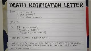 How To Write A Death Notification Letter Template & Sample | Writing Practices