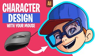 Cartoon Character Design USING ONLY YOUR MOUSE : Adobe illustrator Tutorial Speed Art 2021.