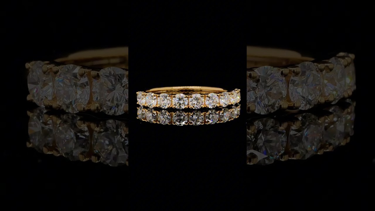Yellow Gold Ring With 0.82 Ct Round Brilliant Cut Diamonds D-F Vs - Orogem Jewelers