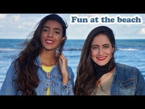 Two girls have fun at the beach