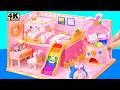 Make Pink Bunny Paradise House with Rainbow Slide & Sweet Candy Machine ❤️ DIY Miniature House