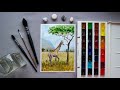 PAINT WITH ME: Giraffe on a walk. Drawing idea