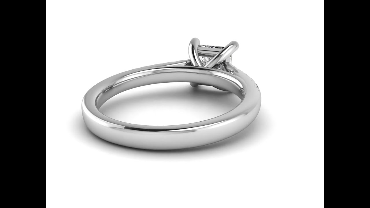 Ah! Jewellery Princess Cut Diamond Cathedral Ring with Natural Diamond Shoulder Stones. AJR3200X