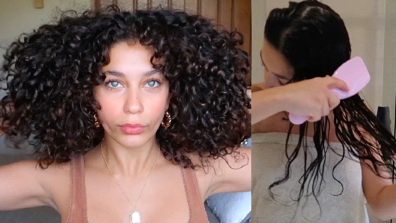 CURLY HAIR SHOWER & DETANGLING ROUTINE | how to wash and go | Jayme Jo -  YouTube