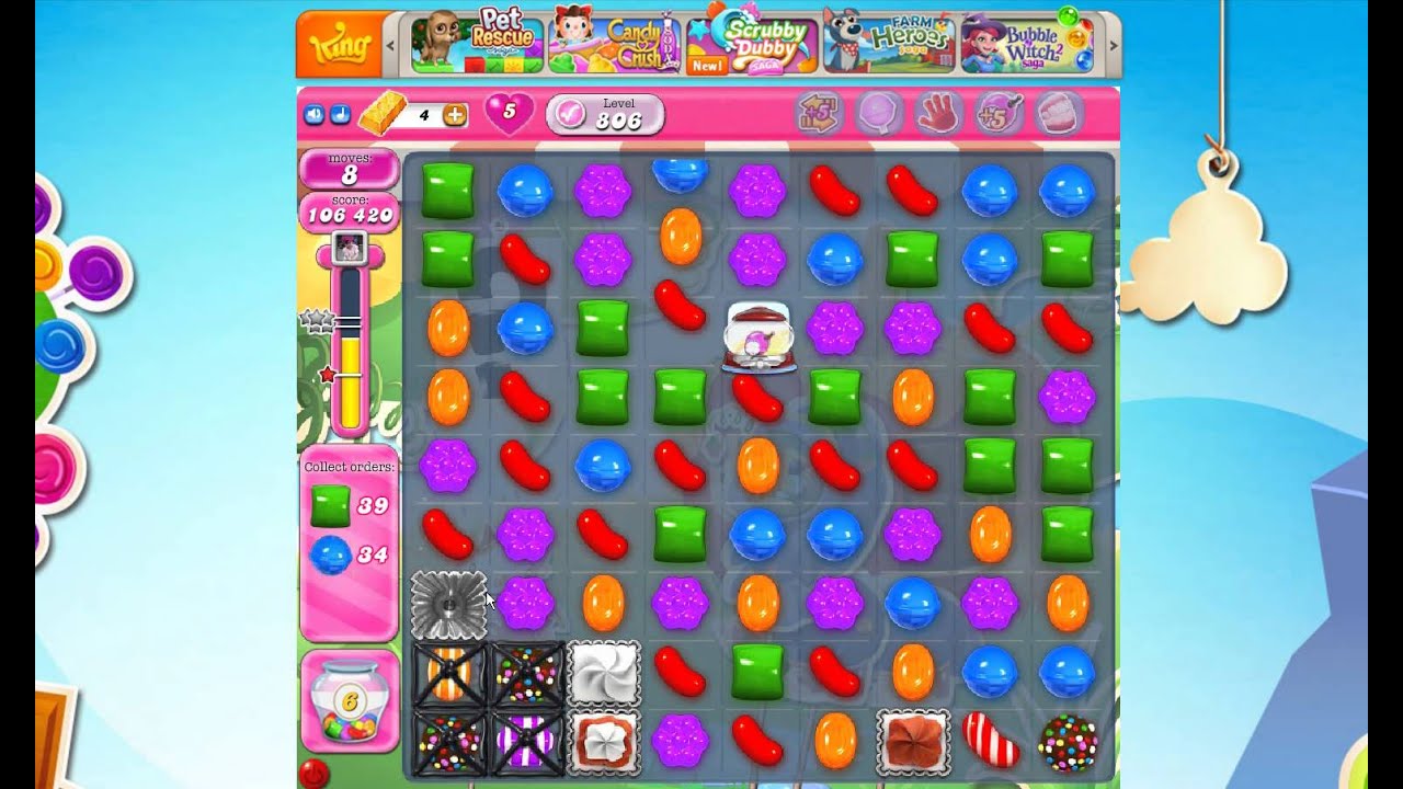 Candy Crush Saga Level 806 Score 205 720 by Funny - YouTube