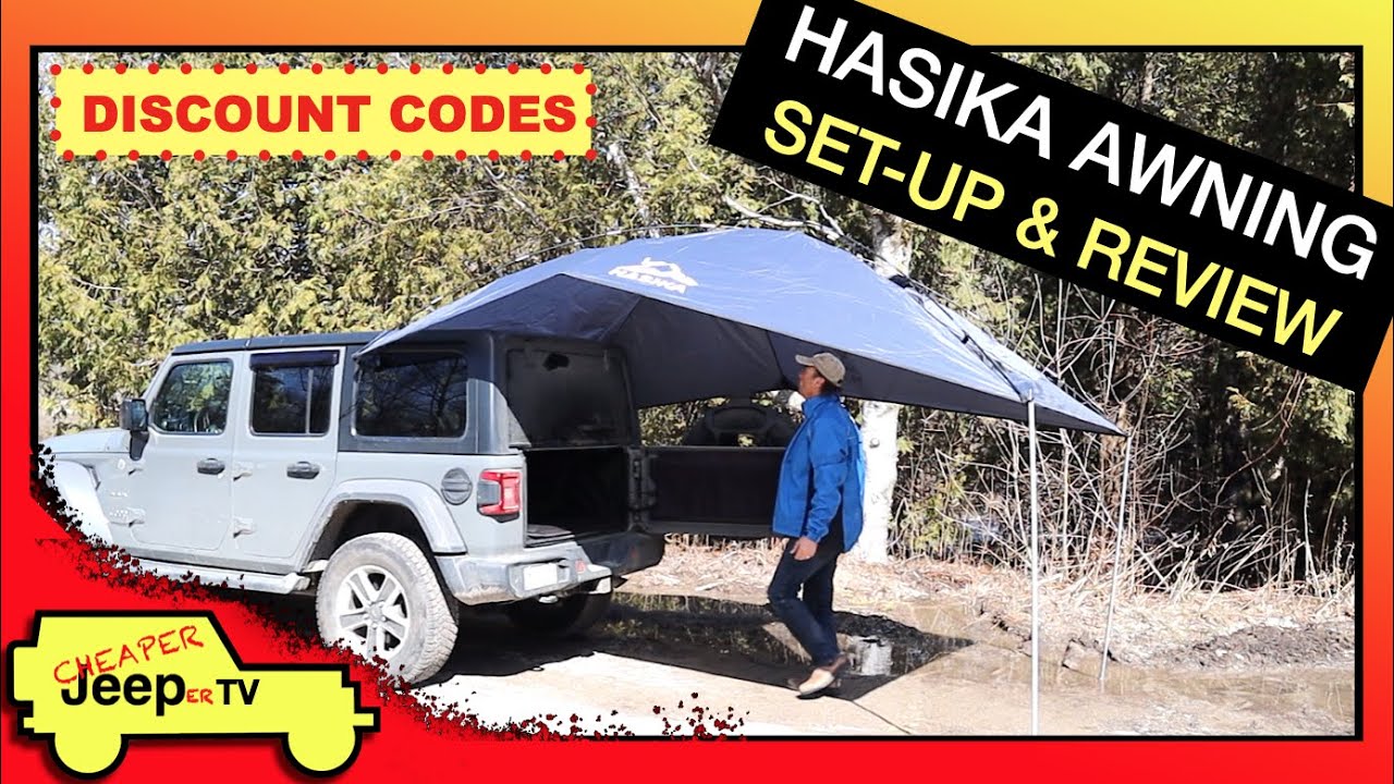 Set-up and Review of the Hasika Versatility Tear Drop Awning, and Hasika Tailgate  Shade Awning Tent 