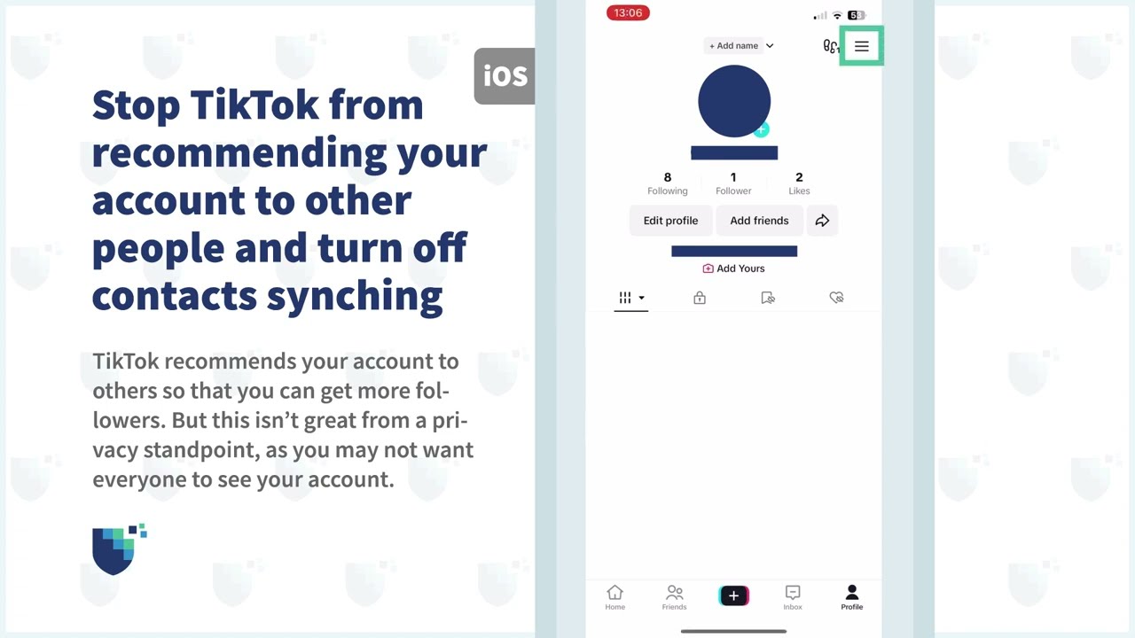 How to Stop TikTok From Recommending Your Account + Turn off Contacts Syncing. #privacy #tiktok