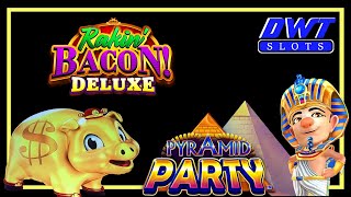 Coin Bonanza PYRAMID PARTY & Rakin' Bacon Deluxe Golden Blessings slot machine by AGS!
