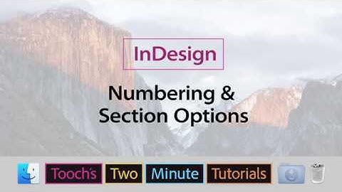 InDesign - Numbering Section Options