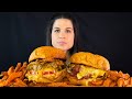 Asmr  juicy burgers  fries  mukbang  eating sounds