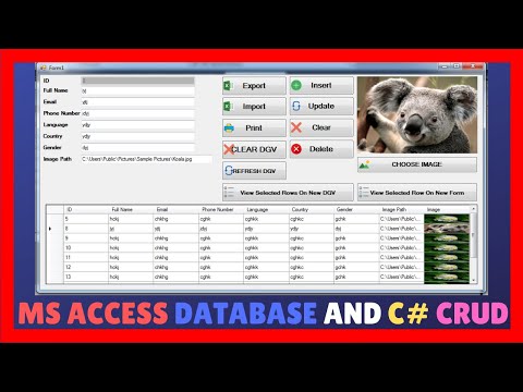 How To Connect To Ms Access Database Insert Update Delete Clear Print Export Import Excel In C#