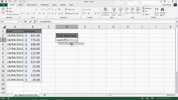 Alleen negatieve getallen optellen in Excel