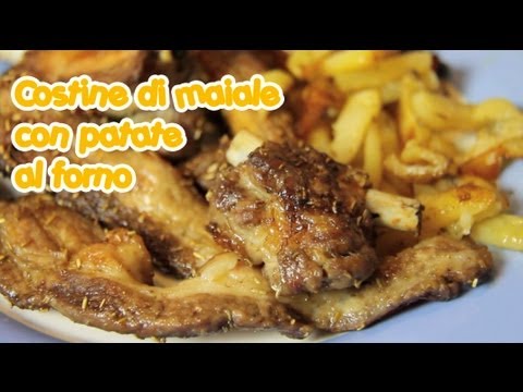 COSTINE DI MAIALE CON PATATE AL FORNO - Baked pork ribs with potatoes ...