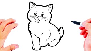 كيفية رسم قطة بطريقة سهلة | رسومات سهله | تعليم الرسم للمبتدئين
