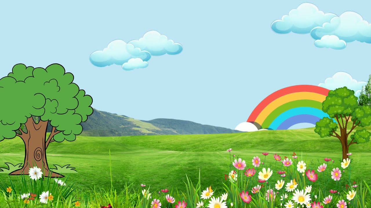 Background Animasi Kartun Pemadangan Alam Pelangi dan Awan | | Animation No Copyright