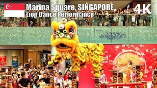 Award Winning Lion Dance Troupe at Marina Square - CNY2024, Singapore 🇸🇬 - Virtual Tour [4K]