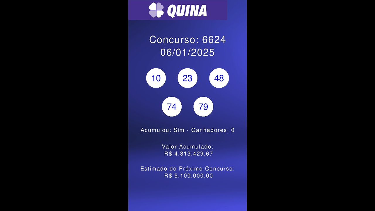 Resultado da Quina Concurso 6624 - 06/01/2025 #shorts - YouTube