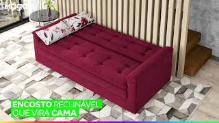 Sofá cama Casal 3 Lugares Veludo Reclinável Matrix Nanda - Vale a pena Onde Comprar