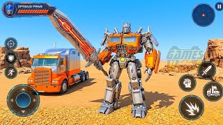 Orange Optimus Prime Transformers: Truck Robot City Battle 2026 - Android Gameplay screenshot 1