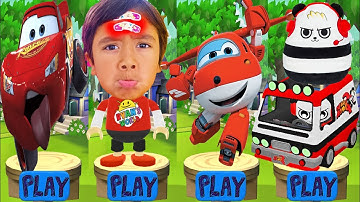 Tag with Ryan vs Lightning McQueen vs Super Wings Jett Run - Run Gameplay