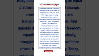 Importance Of Voting Rights - Essay In 100 Words #shorts #essay #essaywriting #voting #rights