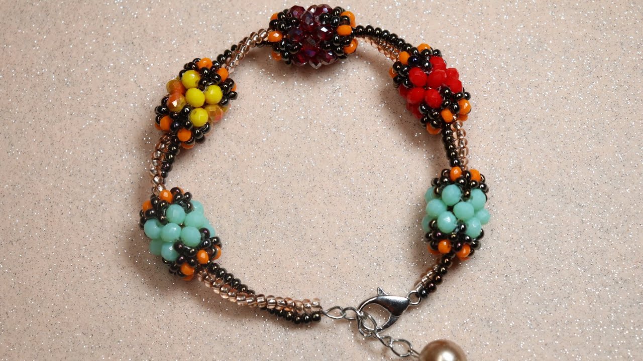 Beaded tutorial ,motief with seedbeads & crystal for a sylish  set