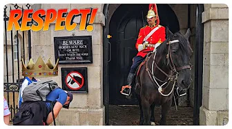 Polite French Tourist BOWS to The King's Guard - TWICE!