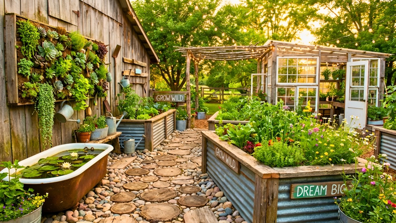 Rustic Farmhouse Backyard Garden Ideas for Cozy Outdoor Living: Budget DIY, Reclaimed Wood, & Paths