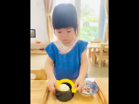 Thị Nấm hoạt động bóc trứng - Little Tree Montessori