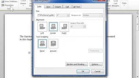 Align a Table on a Page - Word 2010