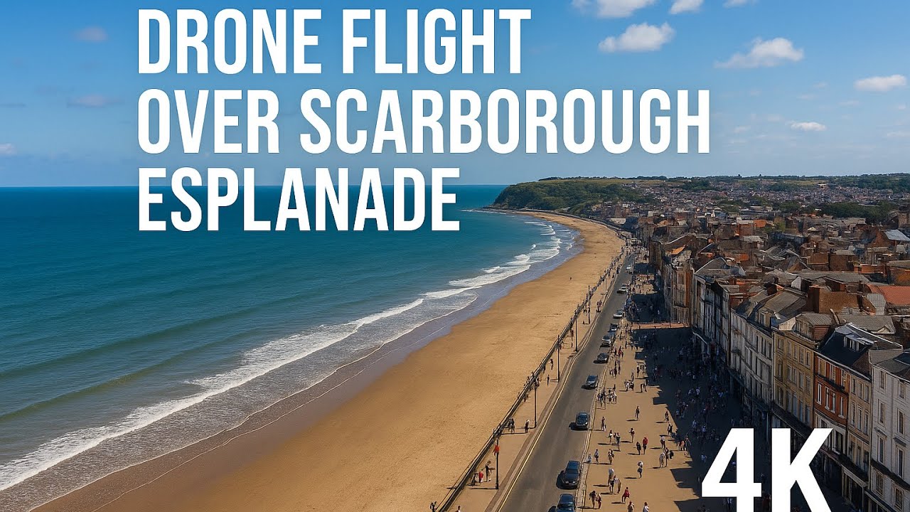 Scarborough Esplanade and clock tower ,in 4K