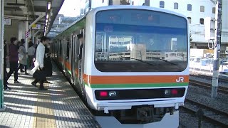 JR八王子駅1番線 東海道型接近放送（八高線川越行き209系3500番台ハエ53編成）