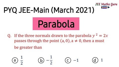 If three normals drawn to Parabola y²=2x pass through (a, 0) | PYQ JEE 2021 parabola | @jeemathsguru