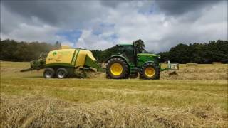 Heuernte 2016 Quaderballen Pressen Mit John Deere 6210 R Und Krone Big Pack 1270 Xc
