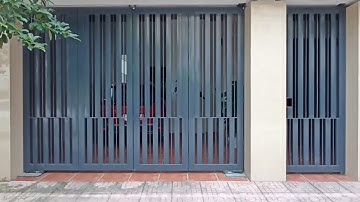 Mẫu cổng sắt hộp 4 cánh sơn tỉnh điện đẹp