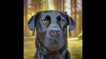 Hyperrealistic 3D Render of a Black Labrador Retriever in a Mountain Forest