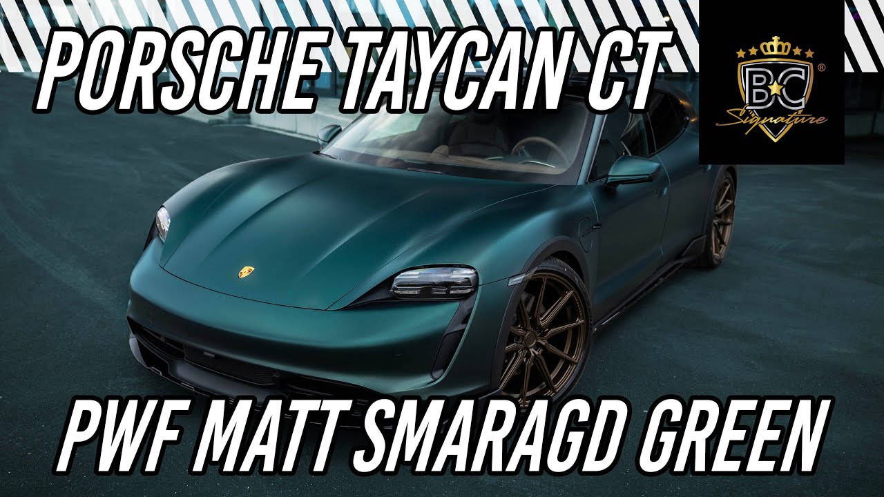 extreem kunst Puur PWF MATT SMARAGD GREEN wrap op een Porsche Taycan Cross Turismo - YouTube