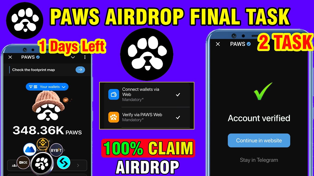 Paws 100% AirDrop Claim 2 Tasks | Paws Airdrop Withdrawal Now | Paws Final Task Paws 100% AirDrop Claim 2 Tasks | Paws Airdrop Withdrawal Now | Paws Final Task