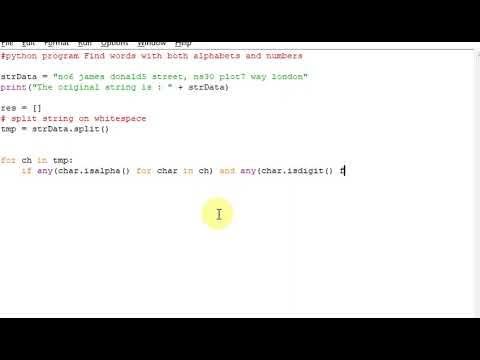 python program Find words with both alphabets and numbers - YouTube