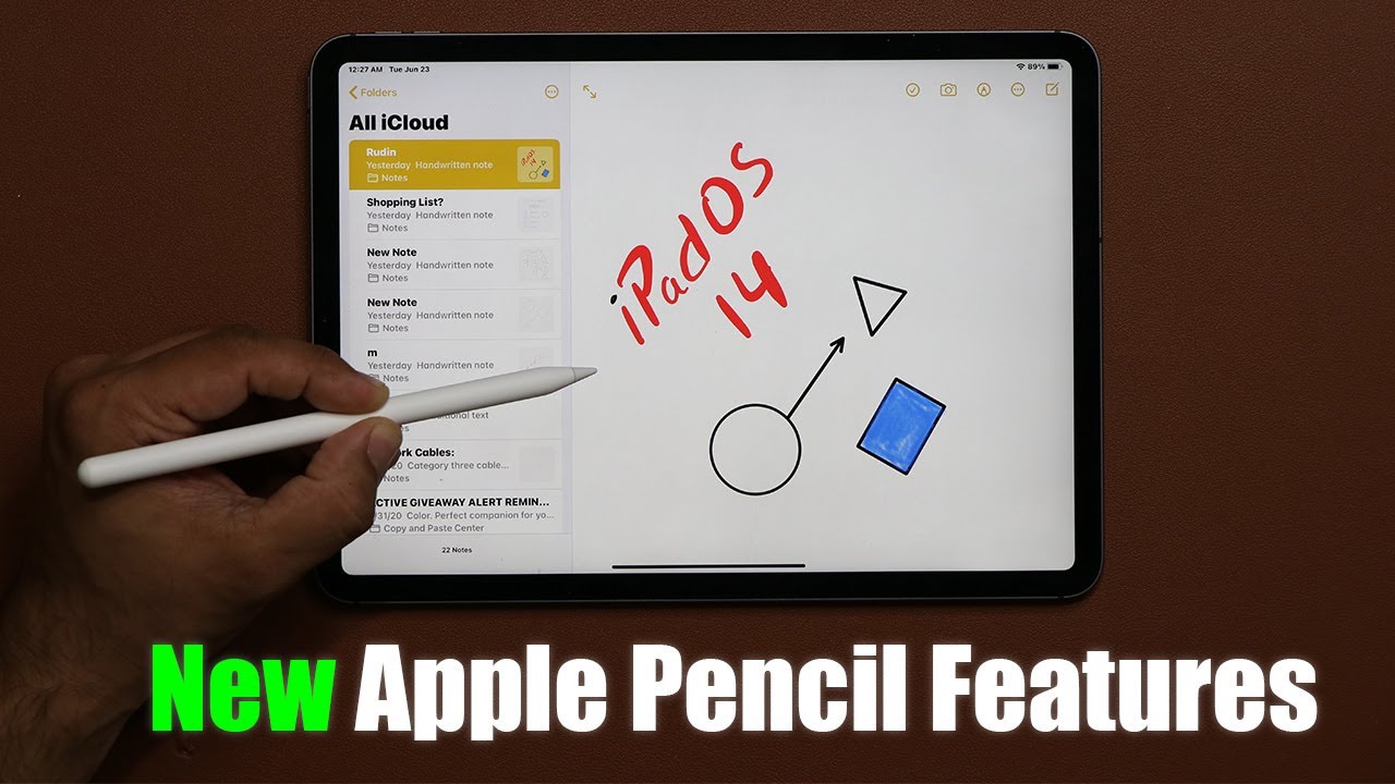 iPadOS 14 Beta running on an iPad Pro - New Apple Pencil Features - YouTube