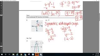PHS PreCalculus PAP Section 1.2.2 Notes Symmetry of Graphs