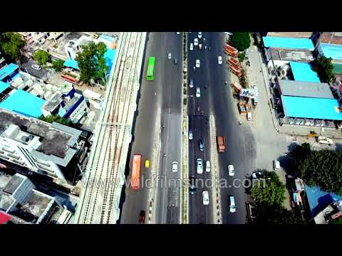 Rajouri Garden traffic looks almost sane and organized from the air, in New Delhi