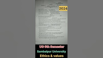 Ethics & values +3 6th semester Compulsory subject 2024 // Sambalpur University #viral #exam #class
