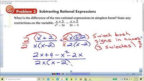 Video 8.5 Adding and Subtracting Rational Expressions for Algebra 2