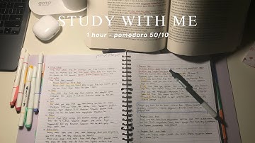 1-HOUR STUDY WITH ME 📚 [50/10 pomodoro, forest river sound with count up timer]