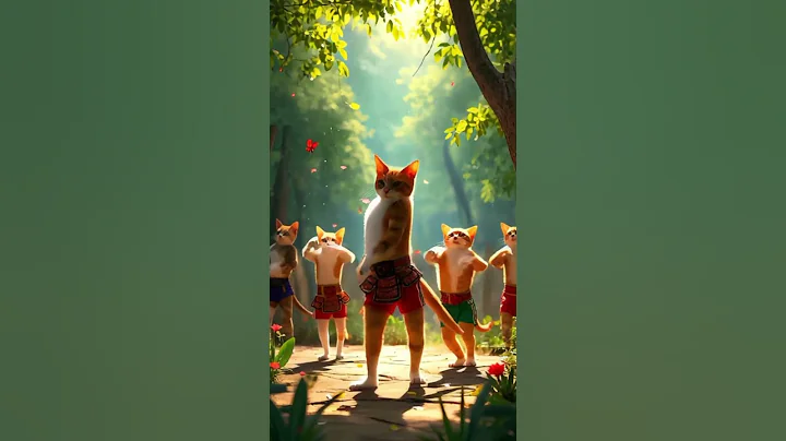 Watch the video about Muay Thai Cats Dancing in the Jungle?! 🐱💃 | Cutest Fight Ever! #Shorts
