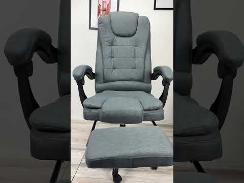 Компьютерное офисное кресло до 150 кг | Серое | PremiumPoints-4 | ткань, усиленное, удобное, для руководителя, директора, видео 1