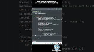 Java Program to Sort Elements in Lexicographical Order (Dictionary Order) #javadoc #javad #short