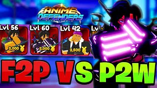 Rating F2P VS P2W Teams In Anime Defenders!