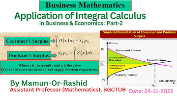 Application of Integral calculus in business and economics: Part-2 | Consumer